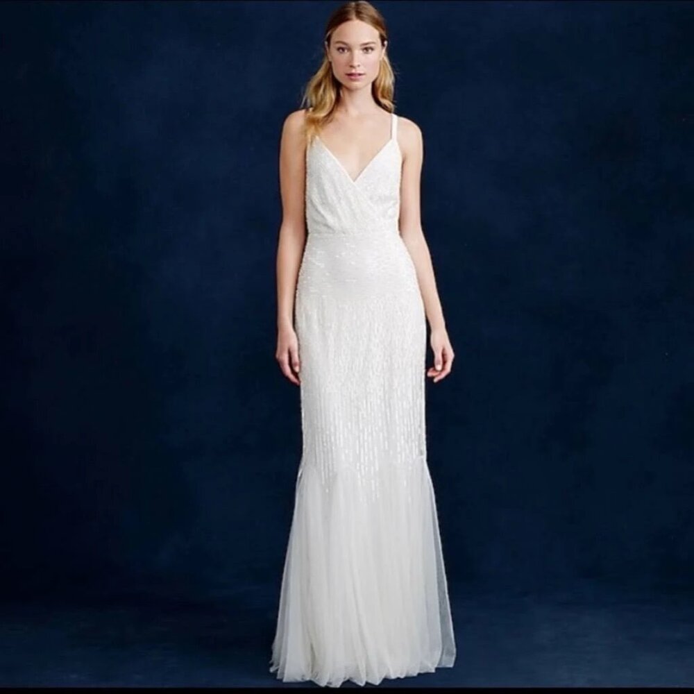 J Crew Harper Beaded Mermaid Wedding Dress Gown NWT Size 4